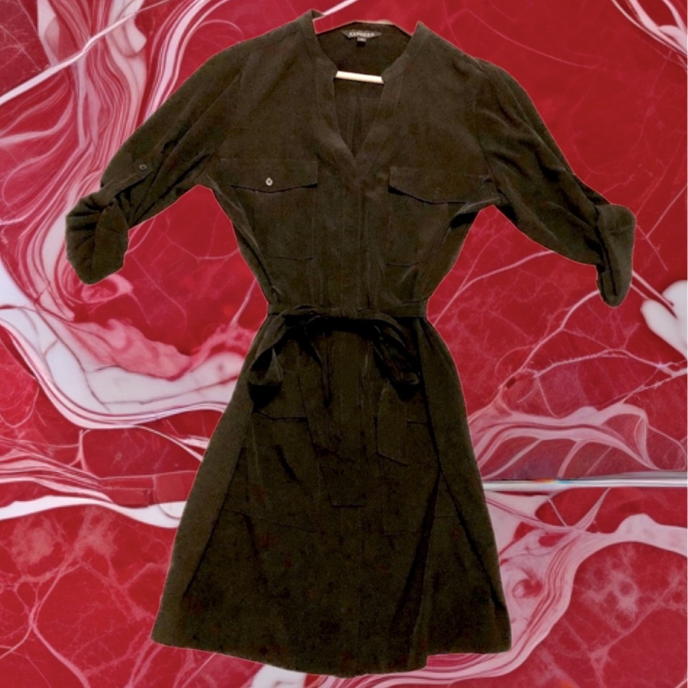 Women’s Express Button-Down Convertible Sleeve Dr… - image 1